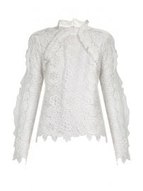 Cut-out floral-lace ruffled top at Matches